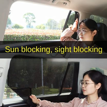 Magnetic Car Sunshade Curtains 4-Piece Set - Black Mesh UV Protection & Heat Insulation, Easy Install on Car Windows & Windshield, Universal Fit for Cars, SUVs & Trucks