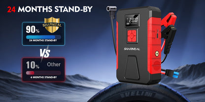 Portable Jump Starter 15000A-19000A Peak | 17-in-1 with 350PSI Air Compressor, 12V Car Battery Charger, LED Light, Digital Display – Emergency Kit for Cars, Trucks & SUVs