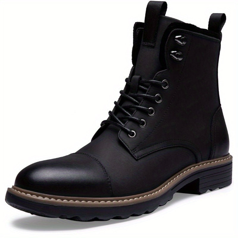 Men's Motorcycle Chukka Boots – Zipper & Lace-Up Genuine Leather Casual Fashion Boots with Non-Slip Sole, Cap Toe, Breathable Cushioned Insole, Black & Brown | Velora