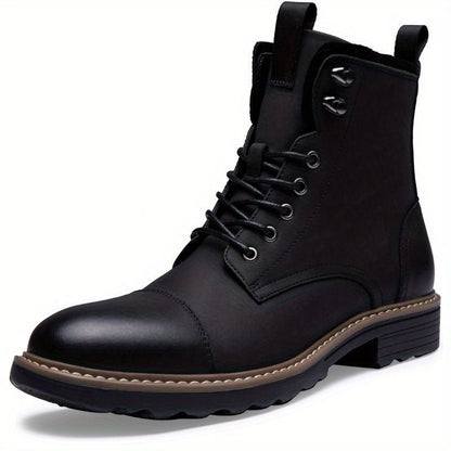 Men's Motorcycle Chukka Boots – Zipper & Lace-Up Genuine Leather Casual Fashion Boots with Non-Slip Sole, Cap Toe, Breathable Cushioned Insole, Black & Brown | Velora