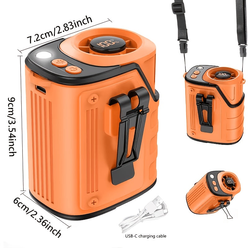 4-in-1 Waist Clip Fan with Flashlight Power Bank & Neck Fan – Rechargeable Portable Outdoor Belt Fan, Long Battery Life, 3 Colors, Single & 2-Pack