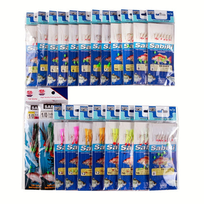 22 Pack Fishing Rigs Set with High Carbon Steel Hooks, Glow Beads, Flasher Lure Bait – Freshwater & Saltwater Fishing Tackle Kit for Bass Trout Salmon
