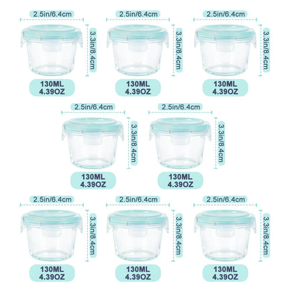 Glass Food Storage Containers with Lids 16-Piece Set (8 Containers + 8 Lids), Airtight Meal Prep Containers Microwave Oven Freezer Safe, Lunch Boxes for Salads Fruits Vegetables Sandwiches Leftovers