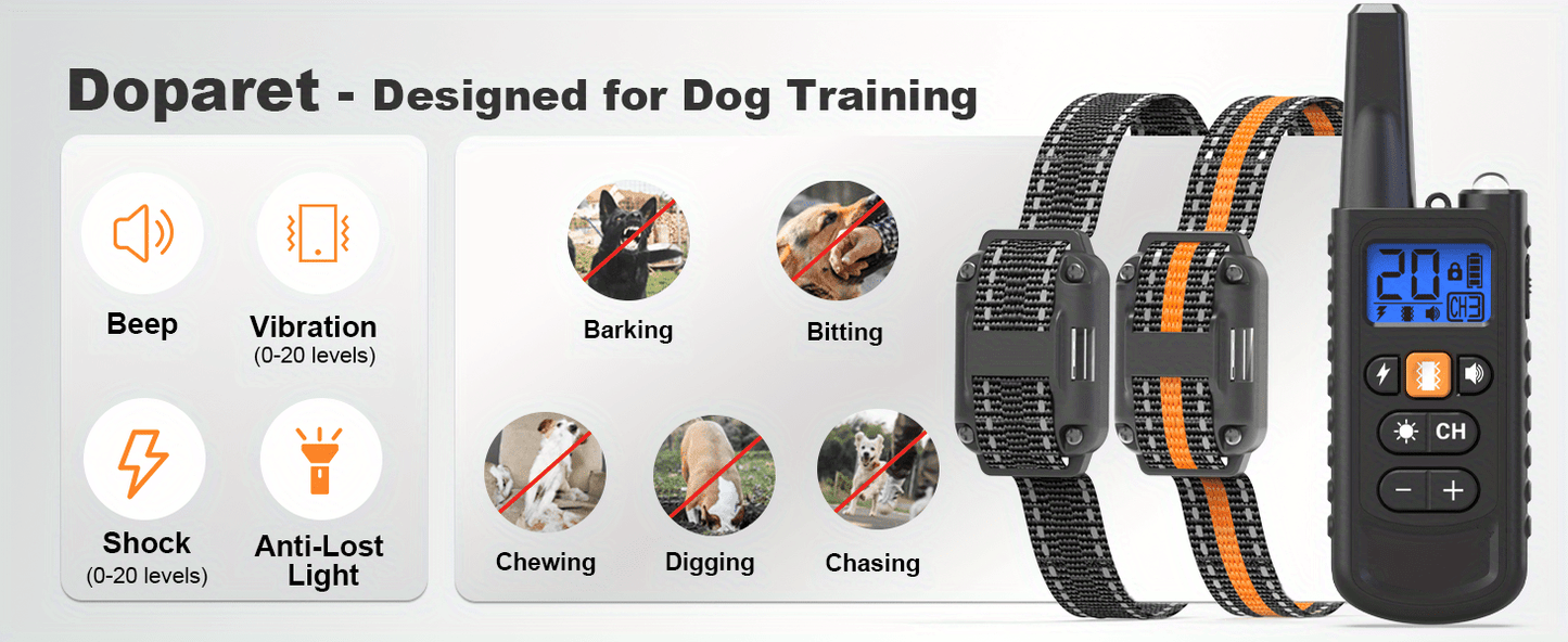 Dog Training Collar with Remote 3300ft Range – Rechargeable E-Collar for 5-120 Lb Dogs, 3 Training Modes Beep Vibration & Safe Shock, Waterproof Dog Shock Collar for Small Medium Large Breeds