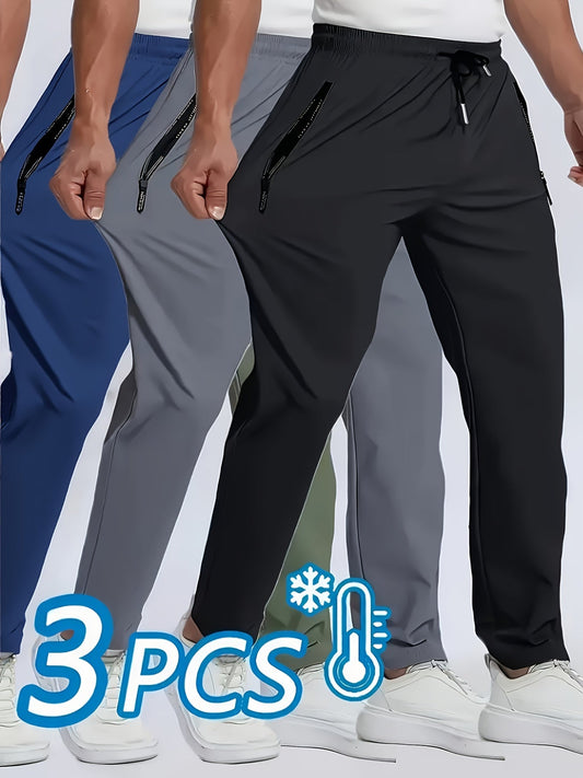 Men's Athletic Pants 3-Pack Lightweight Stretchy Quick-Dry Sports Pants for Running Rock Climbing Outdoor Activities – Breathable Multi-Color Summer Activewear S-XXXL