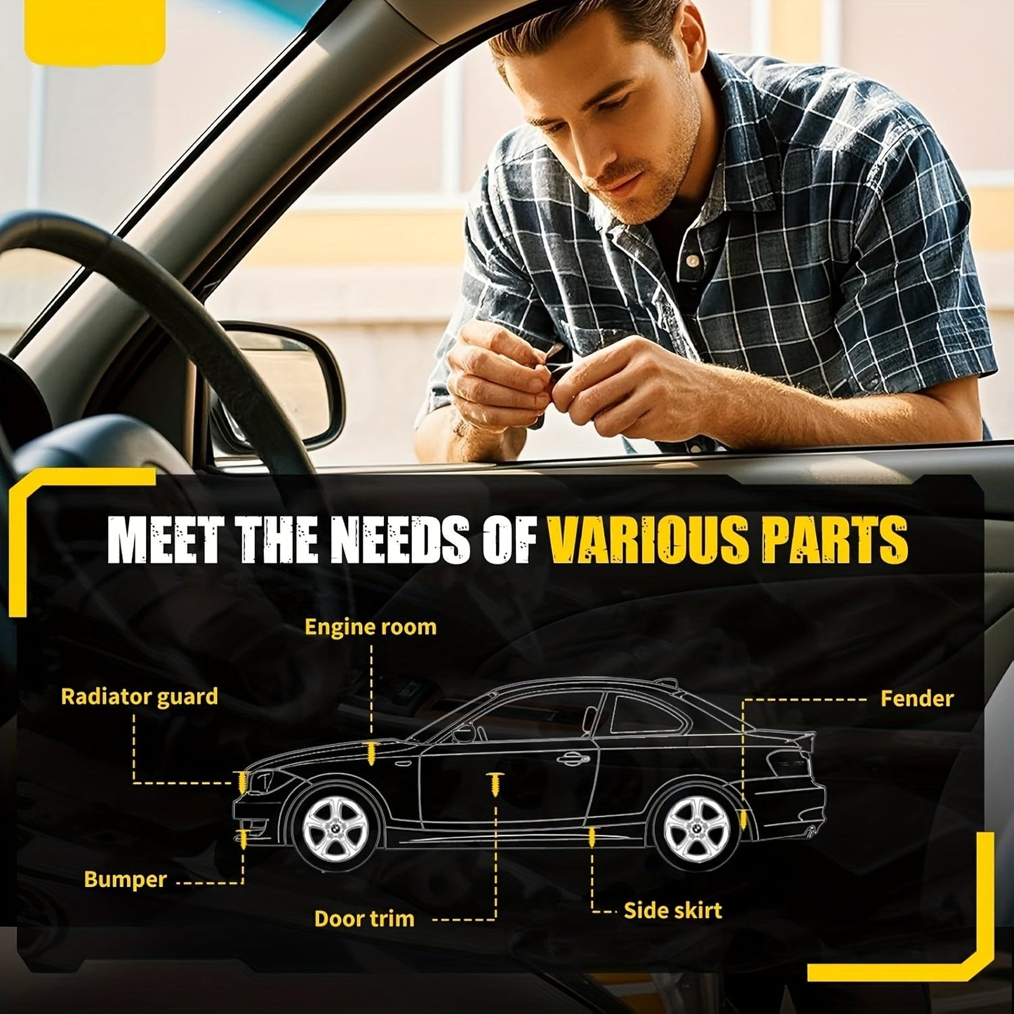 Car Push Retainer Clips Assortment Kit 115/635/640/1290 Pcs - 16 Sizes Nylon Bumper Fender Rivets Automotive Fasteners with Cable Ties & Removal Tool