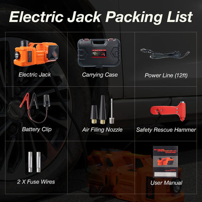 5 Ton Electric Hydraulic Car Jack with Built-in Air Pump - Portable Car Lift for SUV MPV Truck Tire Replacement & Garage Maintenance, Optional Electric Impact Wrench, Emergency Roadside Tool