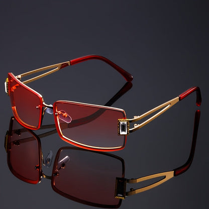 Rhinestone Square Party Glasses for Women & Men – Bold Hip Hop Rave Festival Eyewear, Luxury Crystal Decoration, Color Options, Includes Case & Cleaning Cloth