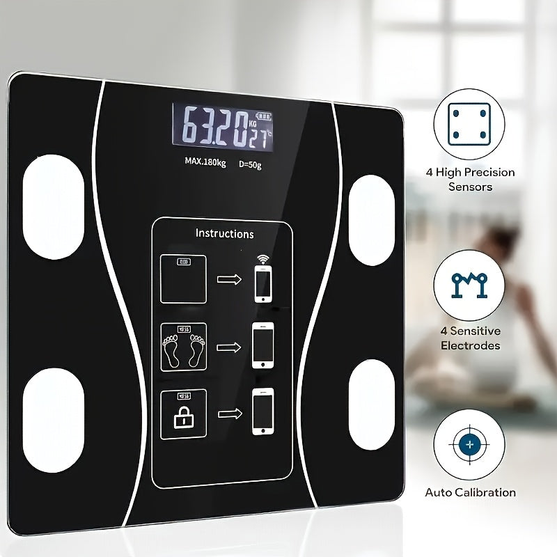 Digital Bathroom Scale 400 lb / 180 kg - Intelligent Body Weight Scale with Backlit LED Display, Sturdy Tempered Glass, Compact Smart Scale for Home