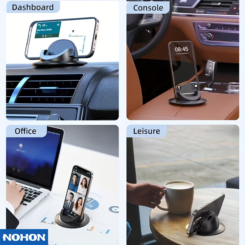 Car Phone Holder Dashboard Mount, 360° Rotation Cell Phone Holder for Car with Suction Cup & Silicone Anti-Slip Pad, Universal Phone Stand Compatible with iPhone 17 16 15 Samsung Galaxy & All Smartphones