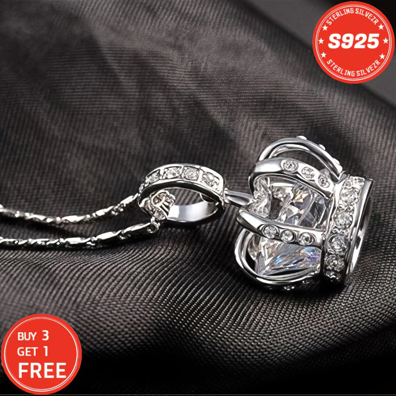 S925 Sterling Silver Crown Necklace for Women 18 Inch – 5A Cubic Zirconia Pendant, Hypoallergenic CZ Choker, Elegant Gift for Wife Girlfriend Mom Daughter Birthday Anniversary Christmas