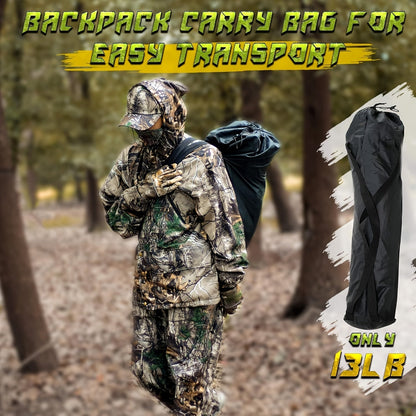 Pop-Up Hunting Blind 2-3 Person – 270° See-Through Design, Camouflage Ground Blind for Deer & Turkey Hunting, Easy Setup with Carrying Case