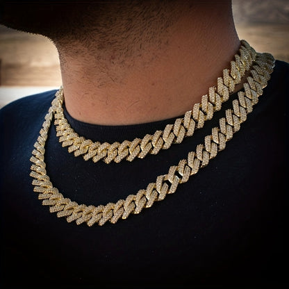 Cuban Link Chain Jewelry Set for Men 2pcs – Hip Hop Miami Bling Necklace and Bracelet Set, Luxury Fashion Streetwear Accessories, Perfect Birthday Anniversary Gift for Him