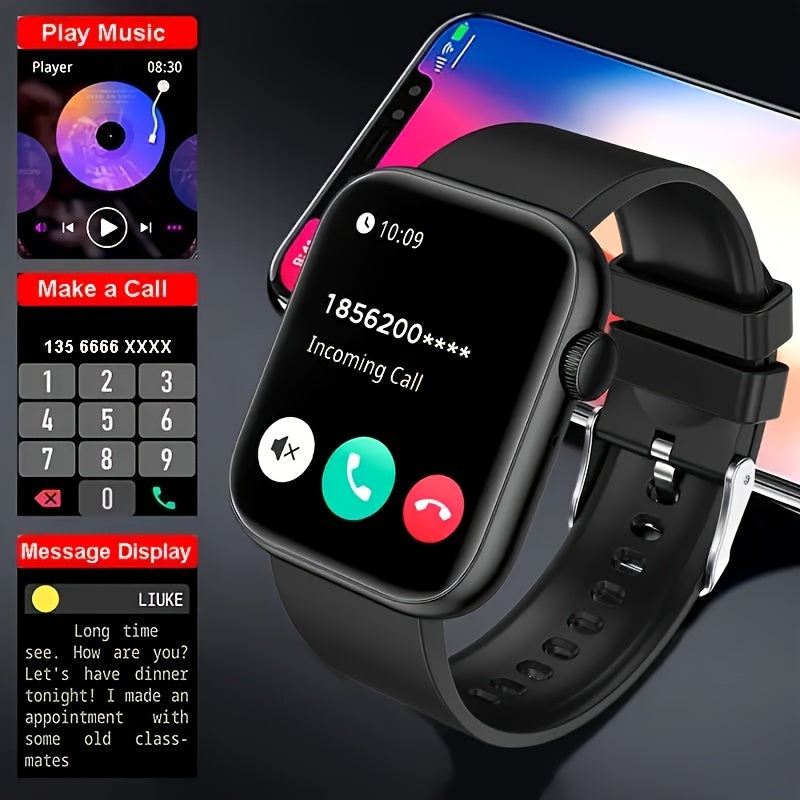 Smartwatch 2.01 Inch Touchscreen with HD Bluetooth Calling, Dual Strap, 100+ Sport Modes, Step & Calorie Tracker, Music & Notifications, Compatible with Android & iPhone - Unisex Fitness Smart Watch
