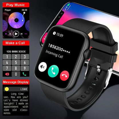Smartwatch 2.01 Inch Touchscreen with HD Bluetooth Calling, Dual Strap, 100+ Sport Modes, Step & Calorie Tracker, Music & Notifications, Compatible with Android & iPhone - Unisex Fitness Smart Watch