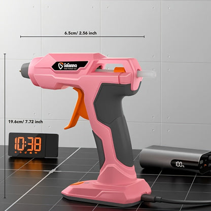 Cordless Hot Glue Gun USB Rechargeable with 25 Glue Sticks – 20 Second Fast Heating Anti-Drip Safety Design for DIY Crafts Home Repair Plush Toy Repair and Handmade Projects – Pink Grey Blue
