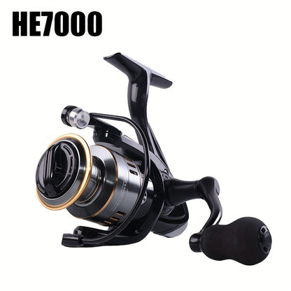 Spinning Fishing Reel HE1000-7000 Metal Spool Rocker Arm 5.2:1 Gear Ratio 22LB Max Drag Left Right Hand Interchangeable Smooth Sensitive for Freshwater Saltwater Bass Trout Carp Fishing