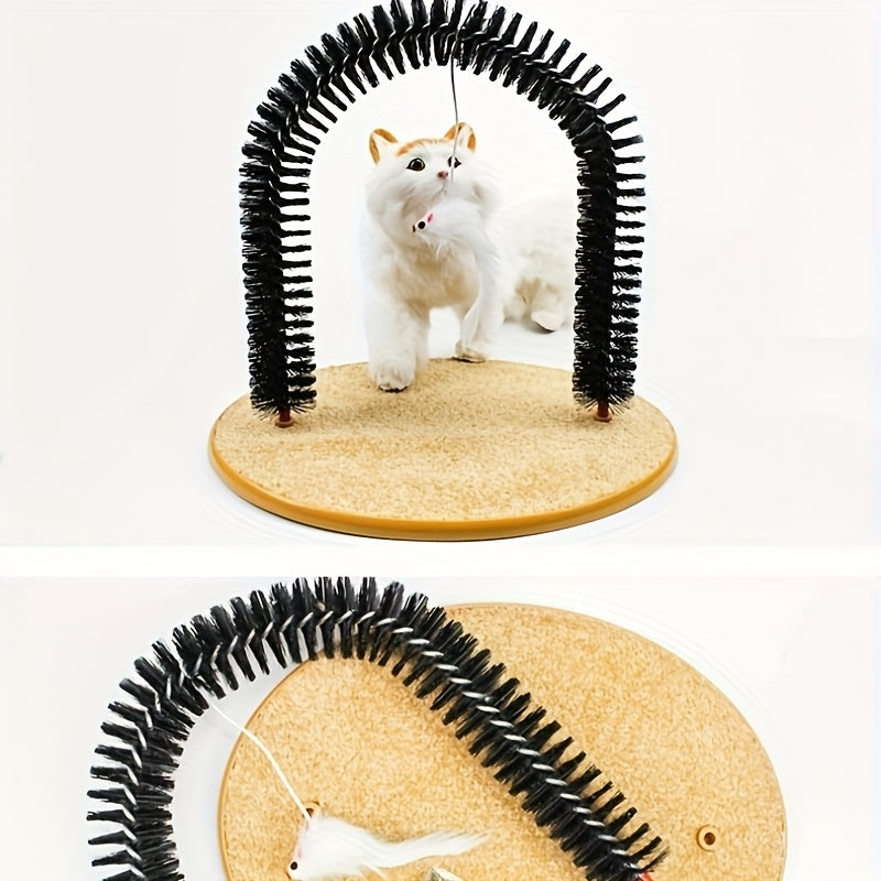 Cat Arch Self-Grooming Massage Toy – Interactive Scratch, Rub & Groom Tool for Cats & Kittens, Plastic Bristle Arch, 13 Inch, Stress Relief & Entertainment for Indoor Cats