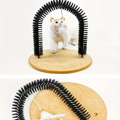 Cat Arch Self-Grooming Massage Toy – Interactive Scratch, Rub & Groom Tool for Cats & Kittens, Plastic Bristle Arch, 13 Inch, Stress Relief & Entertainment for Indoor Cats