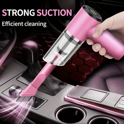 12V Handheld Car Vacuum Cleaner, Powerful Wired Portable Car Vacuum for Pet Hair & Dust Removal, Silent Motor, Accessories Kit Included, Compact Design for Car Interior Cleaning – Pink