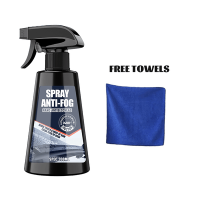Long-Lasting Anti-Fog Spray with Towel – Car Windshield & Window Defogging Agent, Improves Clarity of Glass, Mirrors & Helmets, 6.76oz