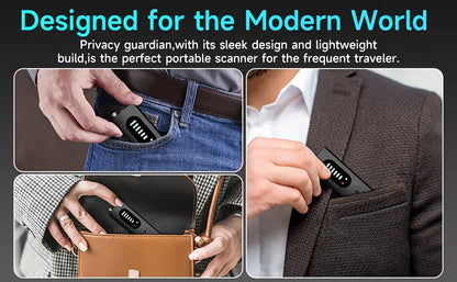 Hidden Camera Detector Anti Spy RF Signal Scanner – Bug Detector, GPS Tracker & Listening Device Finder, Portable Rechargeable Multi-Function Security Sweeper for Travel, Hotel, Home, Office, Car