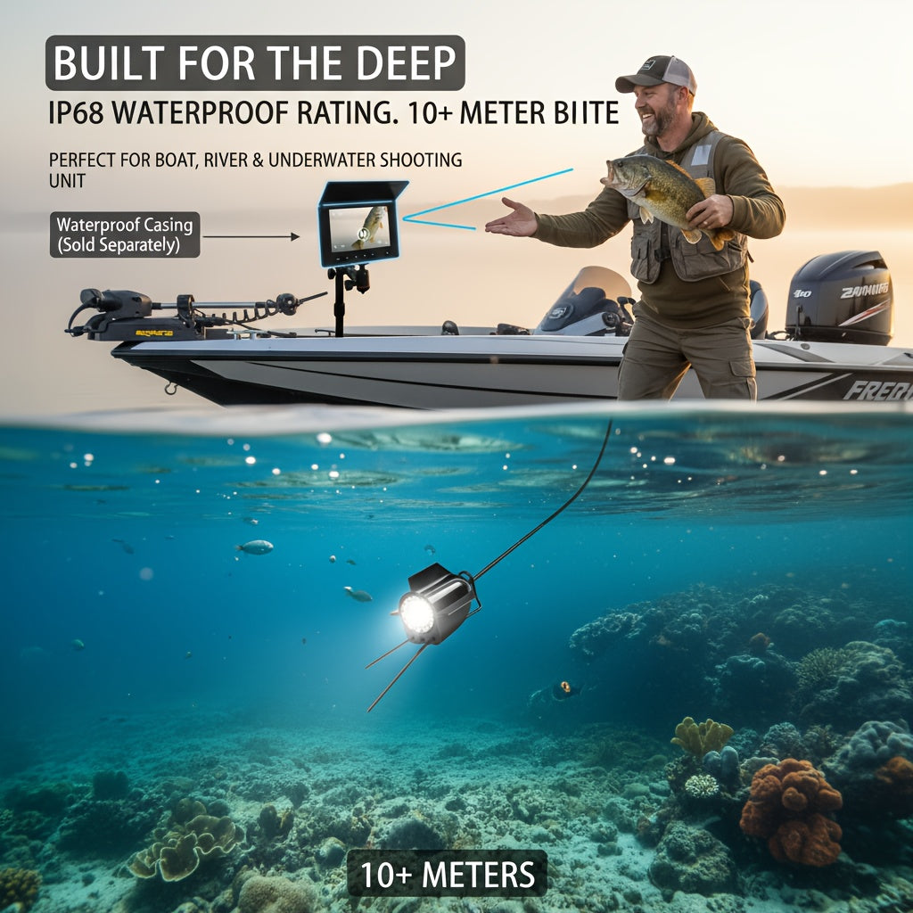 Fish Finder with HD Underwater Camera 4.3 Inch Screen 140° Wide Angle Lens Fish-Attracting Light – Portable Viewing Set for Ice Fishing Lake River Dock