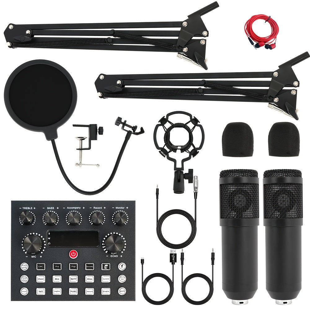 BM800 Condenser Microphone & Sound Card Recording Kit – Home Studio Bundle for Podcasting, Streaming, Voice Overs & Music, Compatible with PC, Smartphone & Tablet, Multiple Models Available