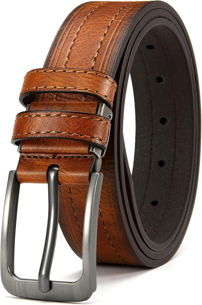 3Pcs Men's Leather Belt Set with Gift Box 1.25 Inch Adjustable Trim to Fit Dress Casual Jeans Classic Belt for Men Christmas Thanksgiving Gift