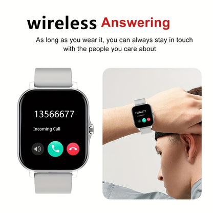Large Screen Smart Watch HD Voice Call Fitness Tracker Unisex Compatible iPhone Android Multiple Sports Modes Heart Rate Monitor Message Reminder Outdoor Sports Daily Wear Holiday Gift