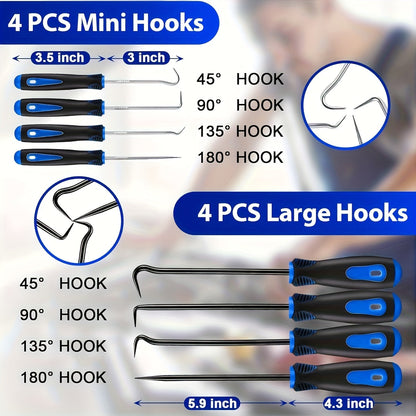 17Pcs Auto Trim Removal Tool Kit with Picks, Pry Tools, Metal Scraper & Magnetic Telescopic Pickup - Car Dash Panel Door Clip Remover Set, Bicycle Maintenance Tools