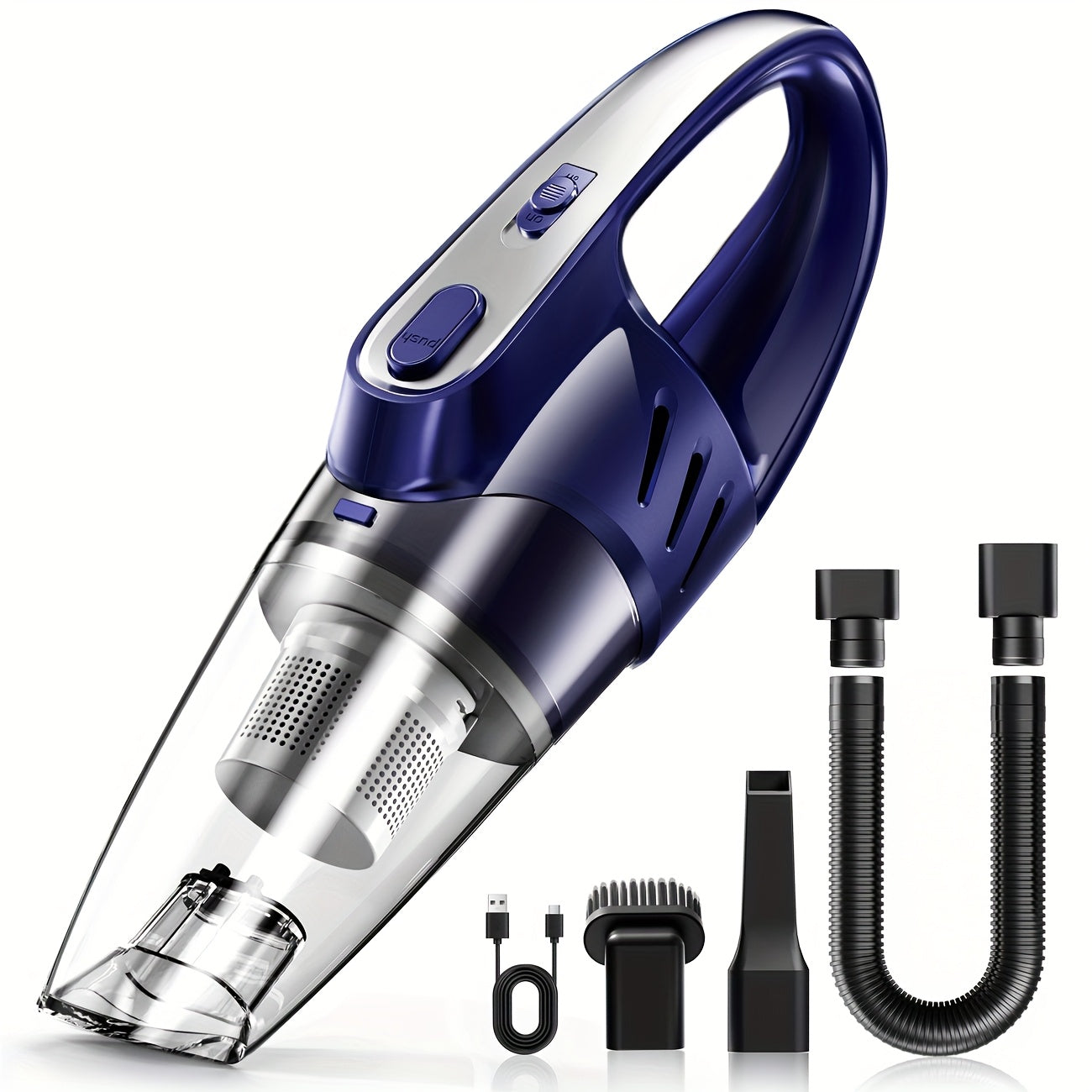 Handheld Car Vacuum Cleaner 6000PA 2000mAh Rechargeable 40dB Low Noise 5 Accessories for Car Home Pet Hair Pink