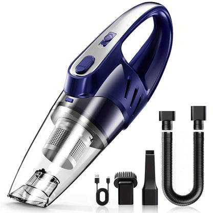 Handheld Car Vacuum Cleaner 6000PA 2000mAh Rechargeable 40dB Low Noise 5 Accessories for Car Home Pet Hair Pink