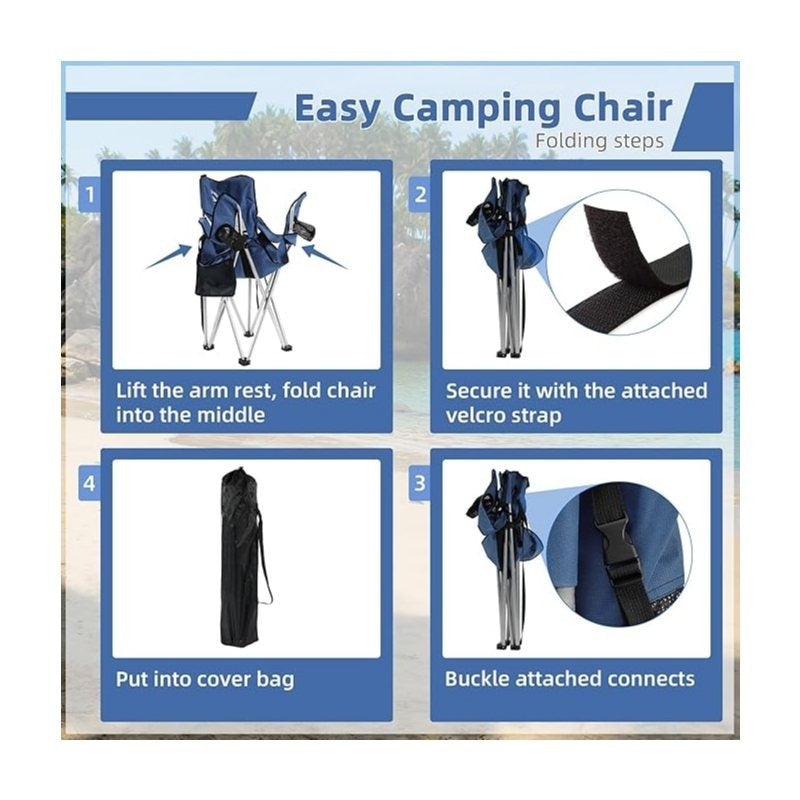 Folding Camping Chair with Tilting Canopy Sunshade – 225LBS Capacity, 22.8" Wide Seat, Mesh Cup Holder & Carry Bag, Portable Beach Lawn Chair for Camping, Hiking & Outdoor Events – 9 Color Options