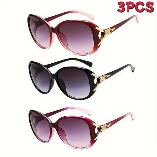 3 Pairs Oversized Blackout Sunglasses for Women – Fashion Anti-Glare Retro Sunglasses Set for Halloween, Christmas Costume, Parties & Daily Wear