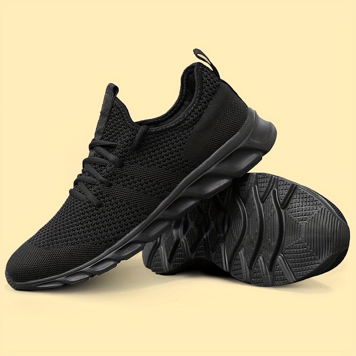 Men's Lightweight Breathable Knit Mesh Sneakers EVA Sole Low-Top Lace-Up Running Walking Shoes White Red Black Round Toe All-Season Gym Travel Daily Wear Sizes US 6-13.5