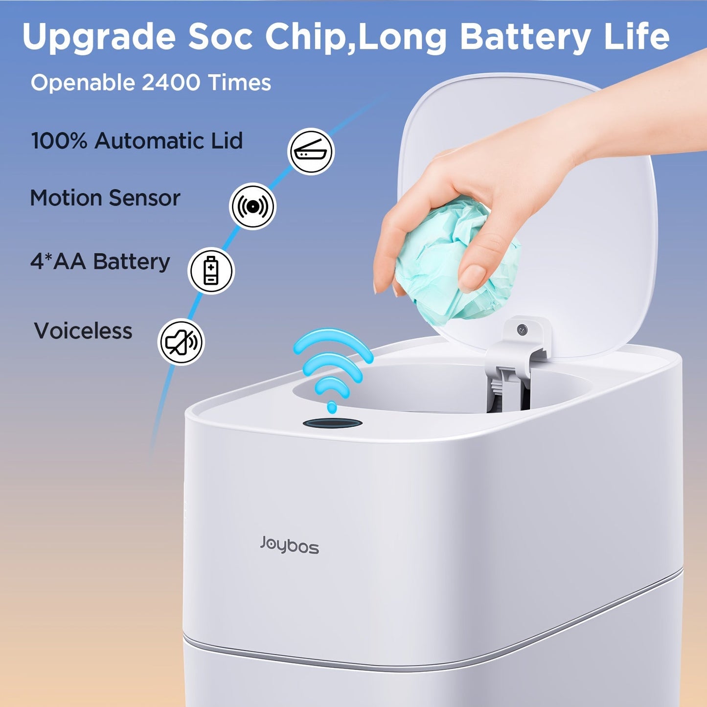 Automatic Smart Trash Can 3.8 Gallon / 14L – Touchless Motion Sensor, Wind Adsorption Auto-Expand Bags, Slim Odor-Seal Design for Bathroom, Kitchen, Office & Bedroom – 1 or 2 Pack