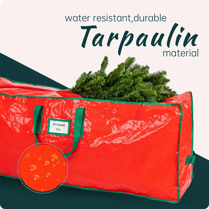 Christmas Tree Storage Bag for 7.5ft Trees – Heavy Duty Extra Large Xmas Holiday Tree Bag with Dual Zippers, Reinforced Handles & Wide Opening for Easy Storage, Red