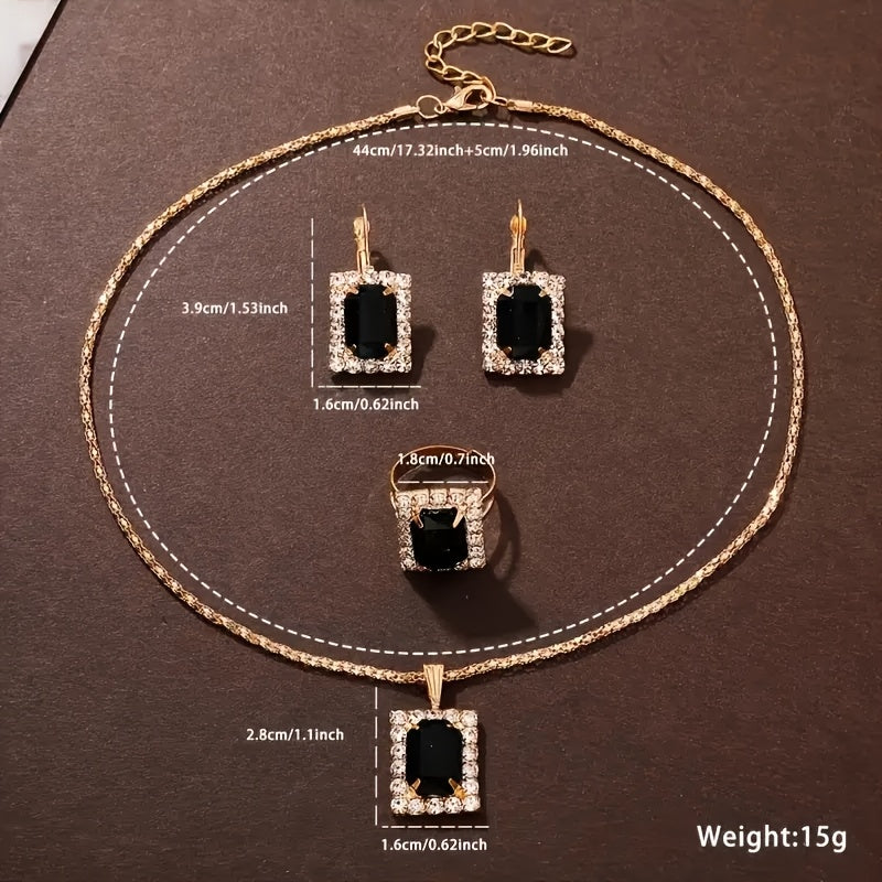 5pc Women's Bohemian Jewelry Set with Square Quartz Watch – Earrings, Ring, Necklace & Bracelet Included, Elegant Boho Accessories for Daily Wear & Parties, 3 Colors