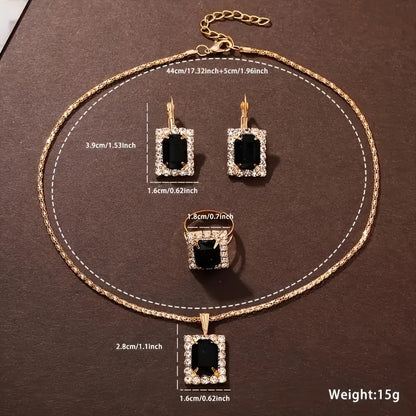 5pc Women's Bohemian Jewelry Set with Square Quartz Watch – Earrings, Ring, Necklace & Bracelet Included, Elegant Boho Accessories for Daily Wear & Parties, 3 Colors