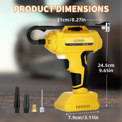 Portable Tire Inflator Air Compressor – 150 PSI Cordless Handheld Air Pump with Auto-Shutoff, Digital Pressure Gauge & LED Light for Cars, Motorcycles, Bikes & Balls, Rechargeable