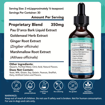 Yeast Health Drops for Dogs & Cats 2fl oz Liquid Supplement Skin Ear Vitality Easy Absorb Formula All Breeds Ages Pet Immune Support Probiotic Drops 60ml