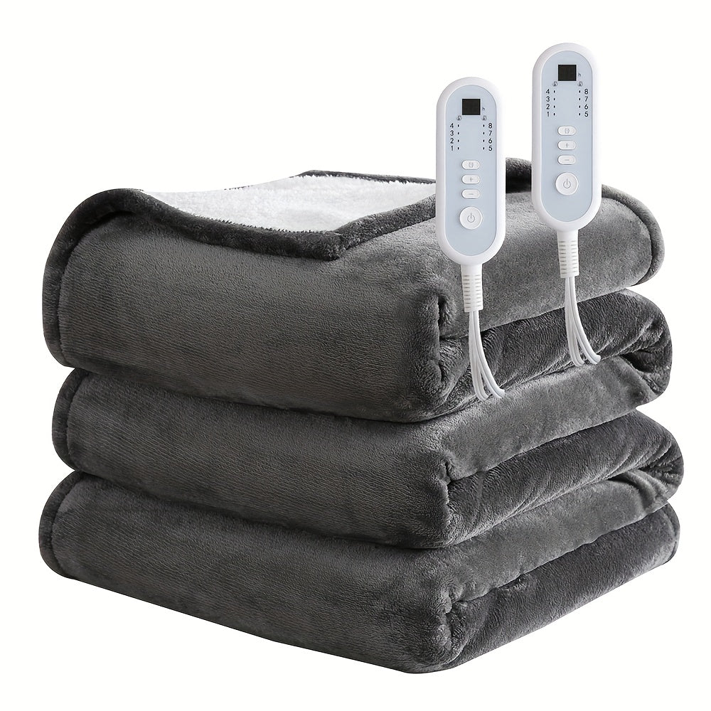 Electric Heated Blanket Flannel Extra Large with 8 Temperature Levels 10-Hour Auto-Off PTC+NTC Overheat Protection Machine Washable – Throw Twin Full Queen King Sizes