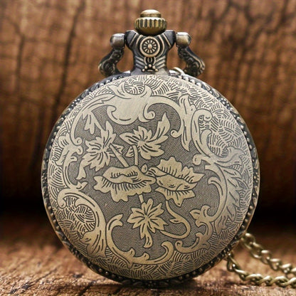 Vintage Bronze Pocket Watch Set of 2 – Classic Round Dial Quartz Movement, Zinc Alloy Case Nickel-Free Strap, Antique Style Timepiece – Perfect Gift for Christmas Birthday Graduation Valentine's Day