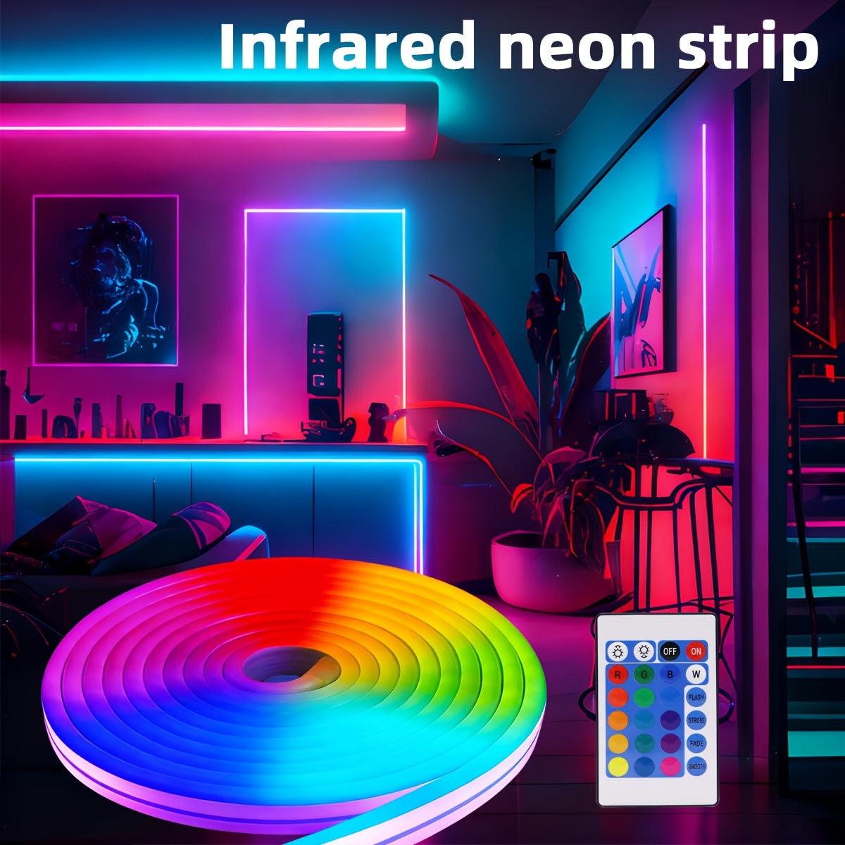 LED Neon Strip Lights with Remote Control – Color Changing RGB Atmosphere Light for Room, TV, Kitchen, Cabinet, Halloween, Christmas & Birthday Party Home Decoration – 3M, Multi-Pack Options