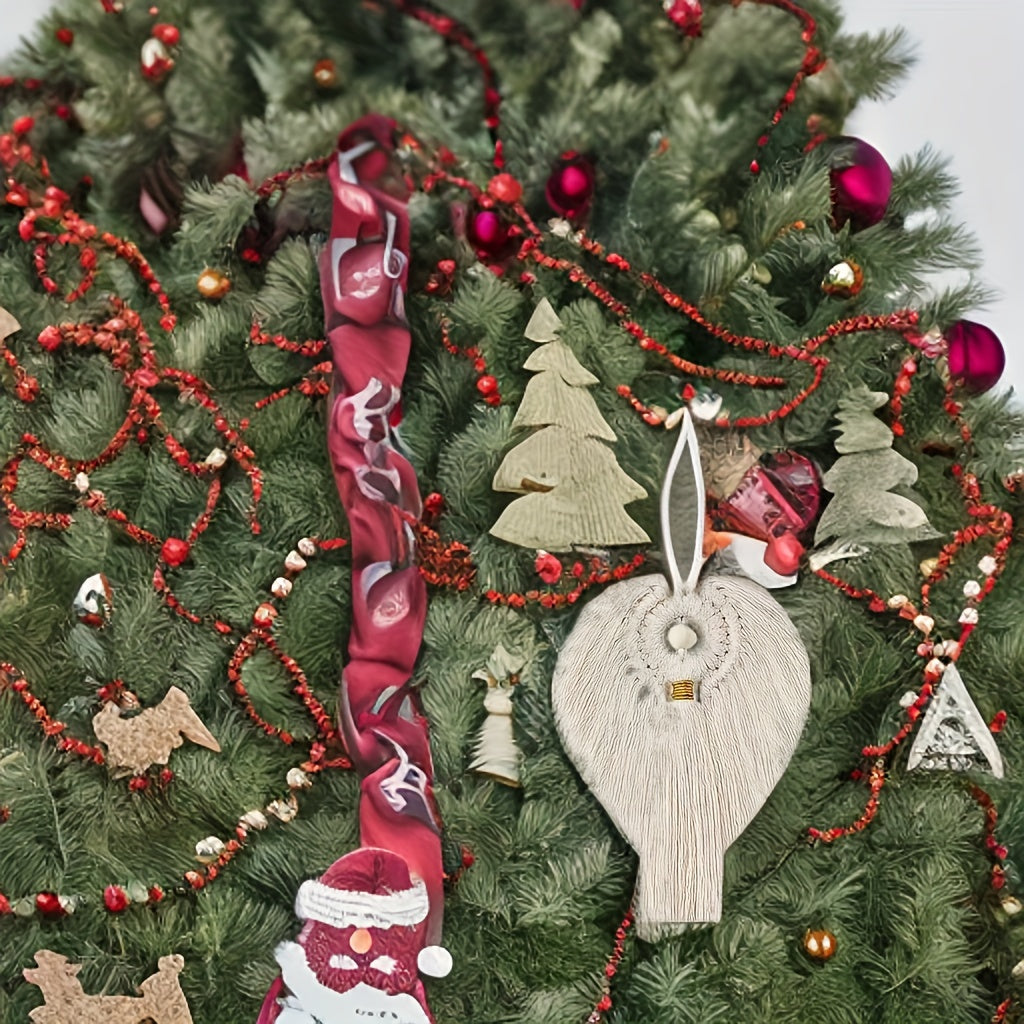 Macrame Angel Ornament Kit 3pcs Golden Accents Boho Wall Hanging Christmas Holiday Home Decor Handcrafted Gift for Mom Girls Winter Display