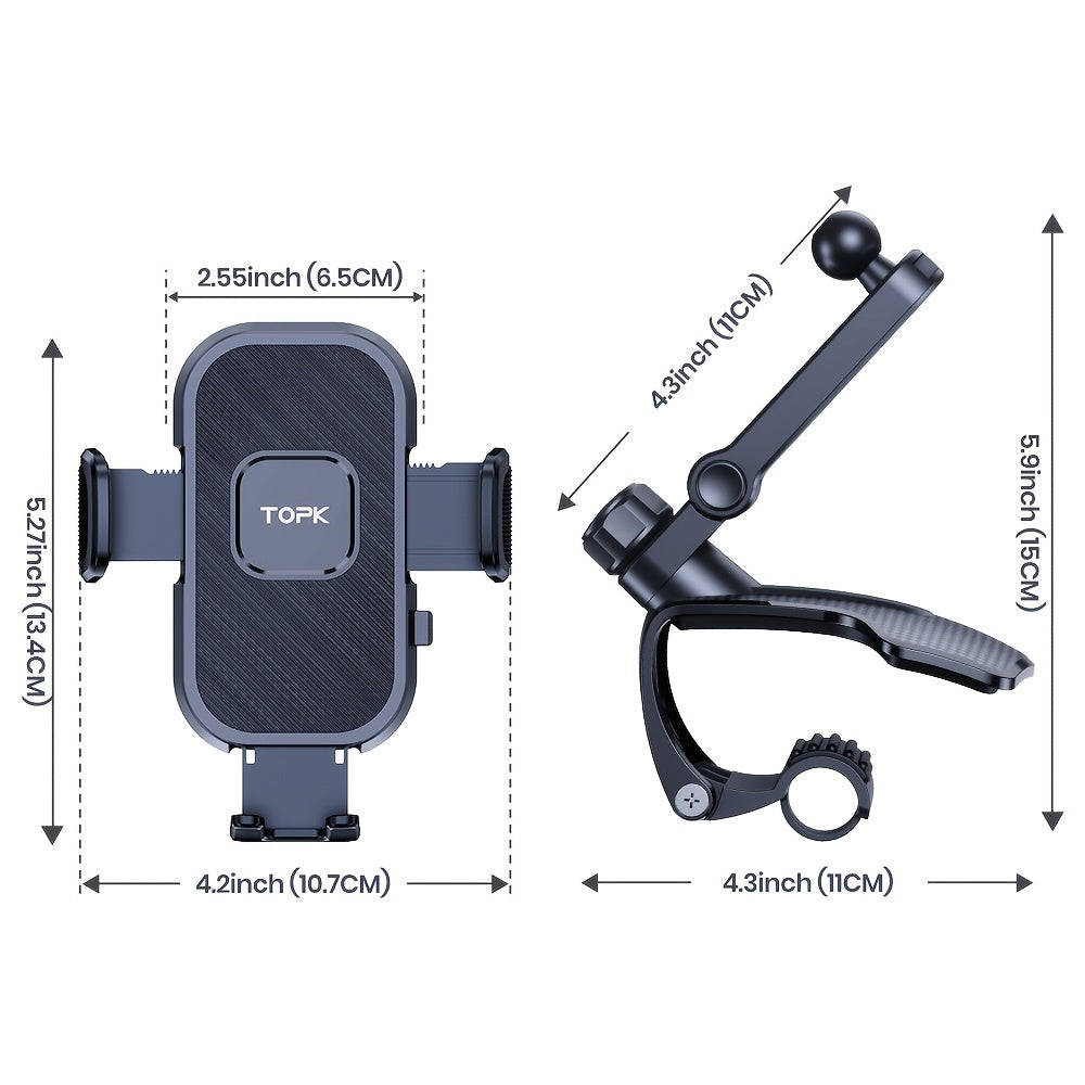 Car Dashboard Phone Mount 360 Degree Adjustable - Universal Cell Phone Holder with Anti-Slip Silicone Clip, Multi-Angle Stable Mounting for All Smartphones, Black