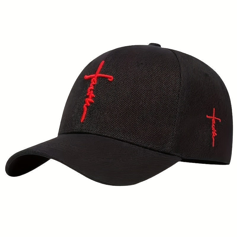4pcs Faith-Themed Cross-Stitch Baseball Caps for Men & Women – Adjustable Lightweight Polyester Solid Color Casual Sports Sun Hat for Outdoor Travel Beach, Christmas Father's Day Gift