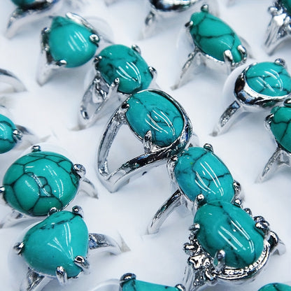 40Pcs Bohemian Turquoise Stacking Rings Set for Women – Heart, Teardrop & Geometric Vintage Boho Layering Rings, Perfect for Daily Wear, Vacation, Parties & Holiday Gifts