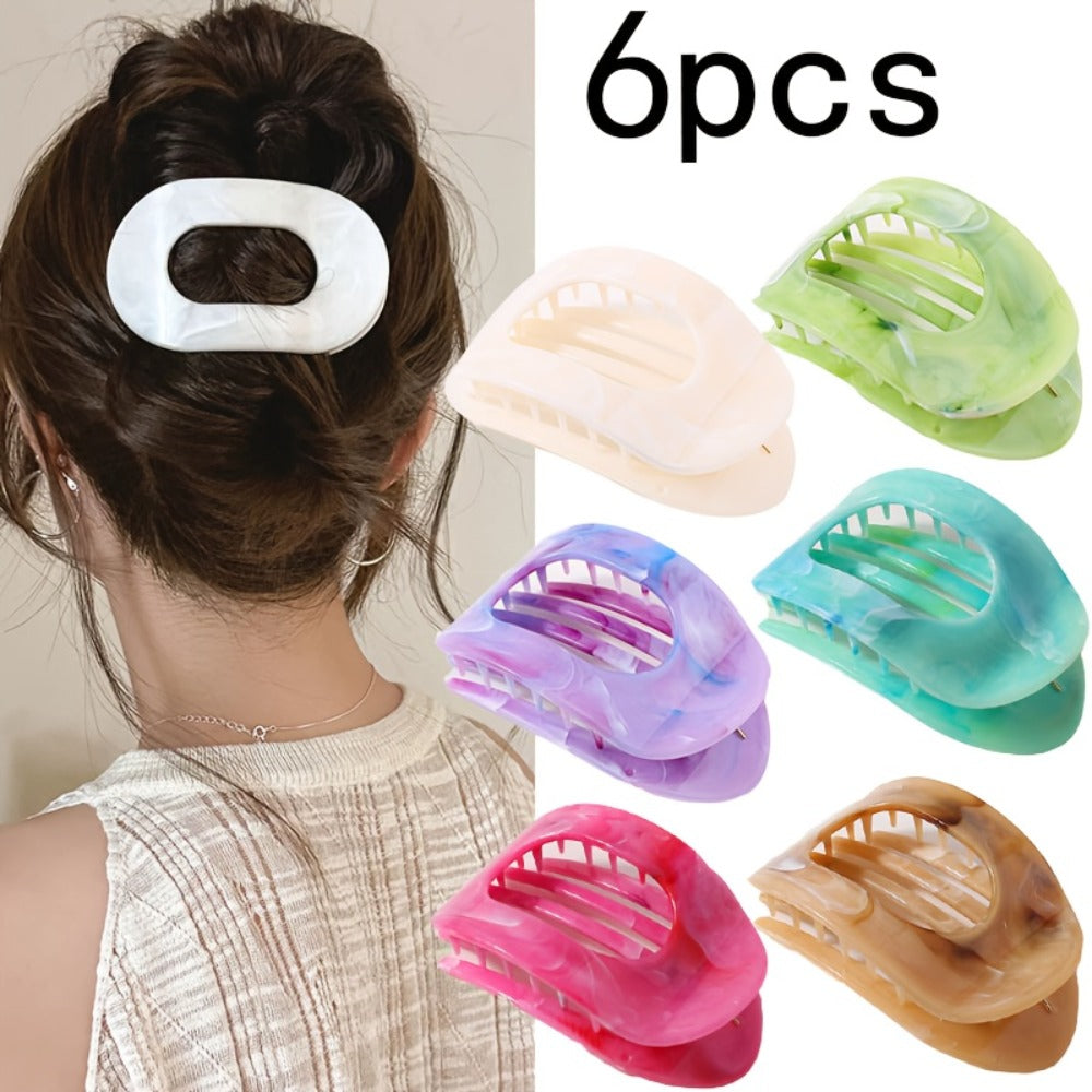 Oversized Shark Claw Hair Clips Set 5/6 Pcs – Non-Slip Extra-Large Flat Claw Clips for Thick Hair, Beach, Party & Everyday Wear, Vibrant Colors